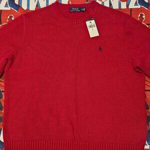 Polo Ralph Lauren Sweater Men's XL Red Long Sleeves Crew Neck 100% Cotton